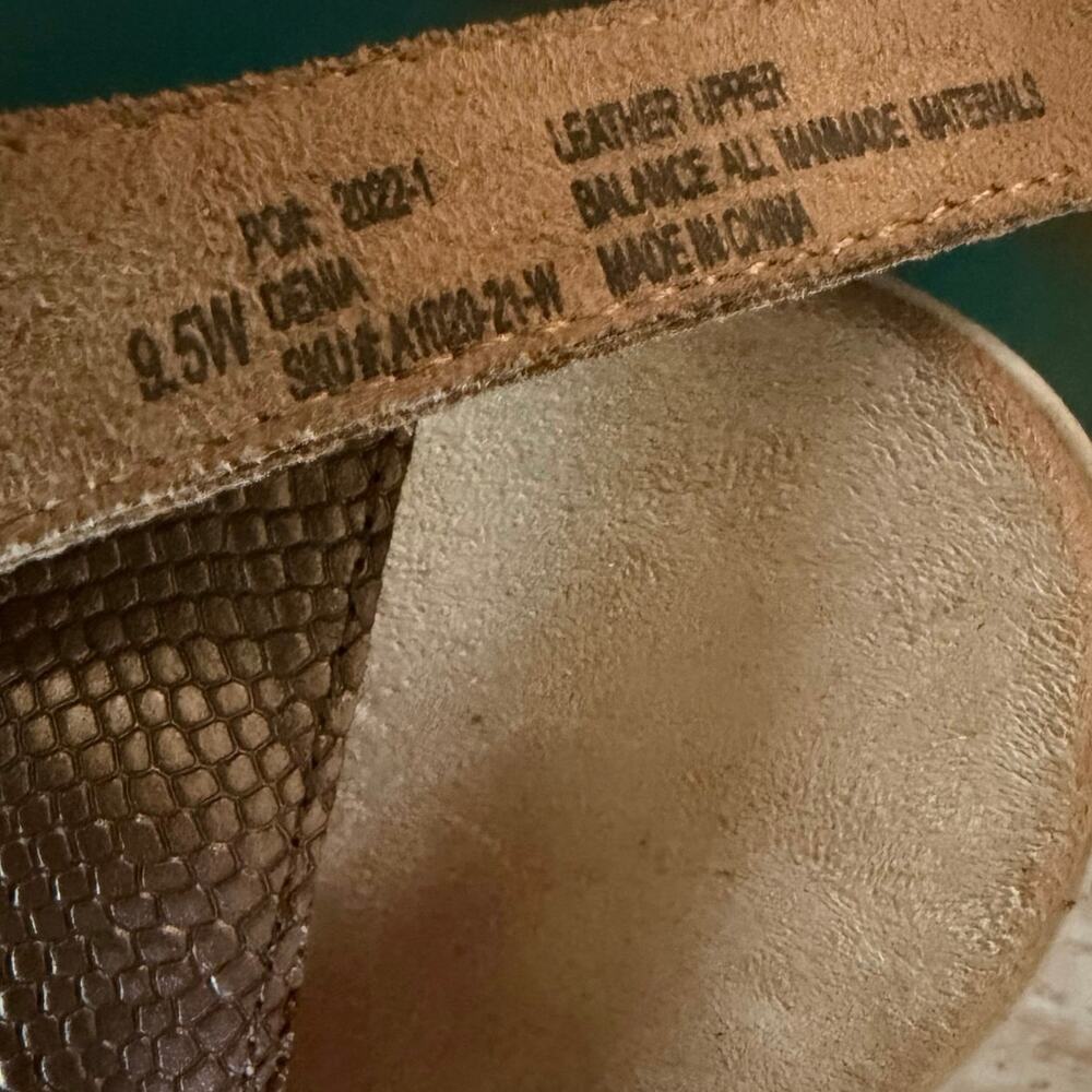 Halsa Denia Snake print Reptile bronze copper ankle strap sandals Women's 9.5 - Picture 8 of 12